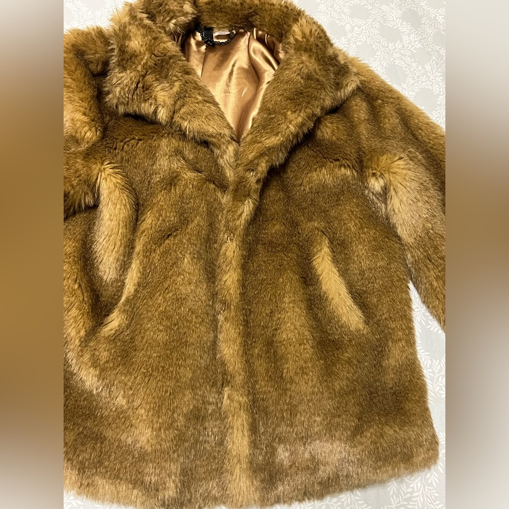 H&M Divided Faux Fur Jacket in Brown